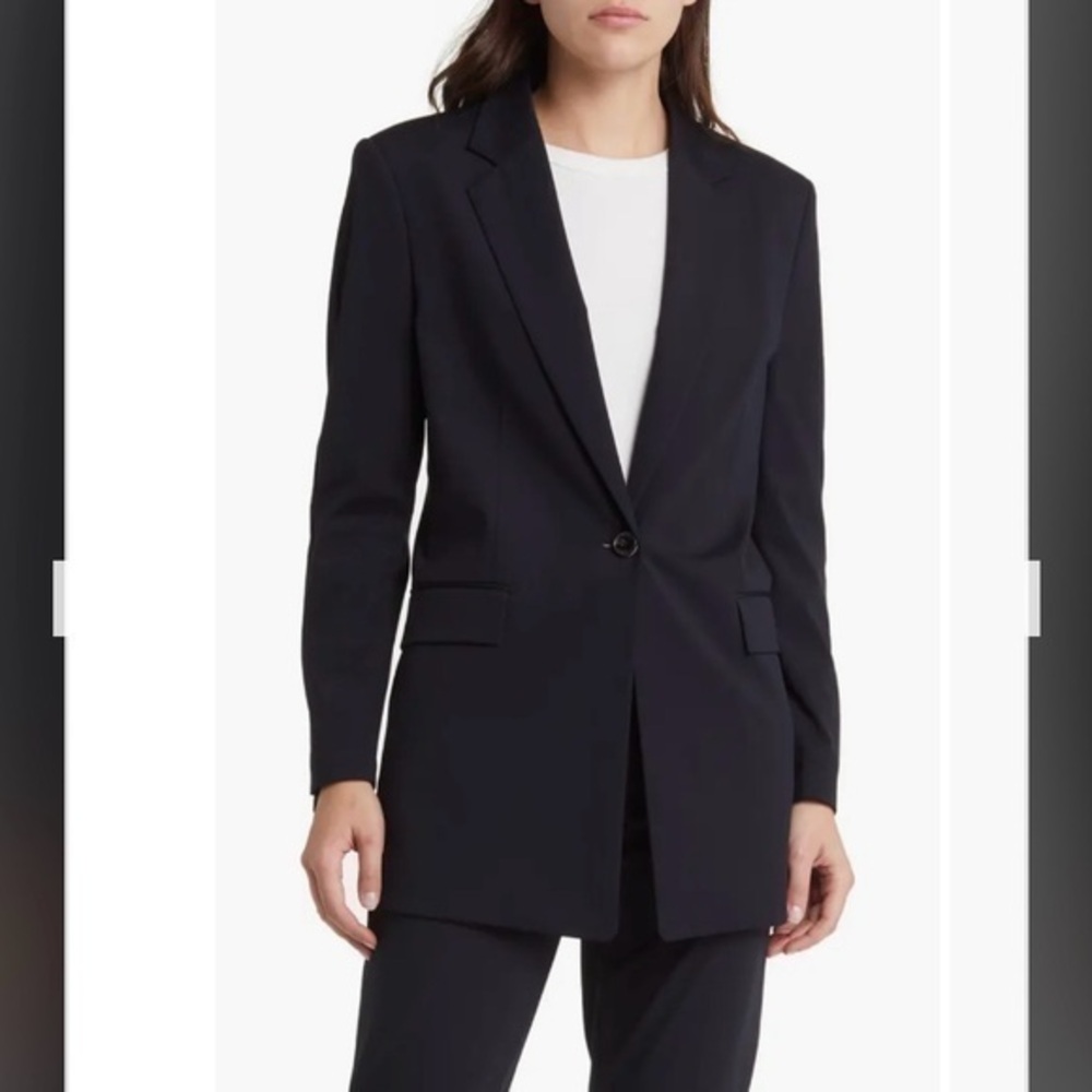 BOSS Jexotta Notch Lapel Blazer in Black Size 14